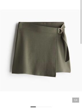 H&M Olive Green Jersey Wrap Skort with Buckle Small